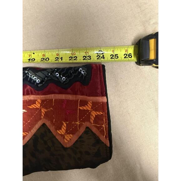 La Coleccion Judith Roberts Jacket Womens Medium Red Black Patchwork Beaded Boho - Picture 12 of 15